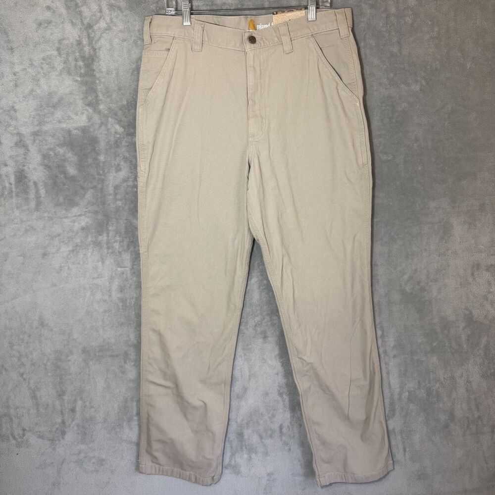 NWT Carhartt Pants 36x34 (**36x33) Tan Rugged Flex Relaxed Fit Rigby Dungaree